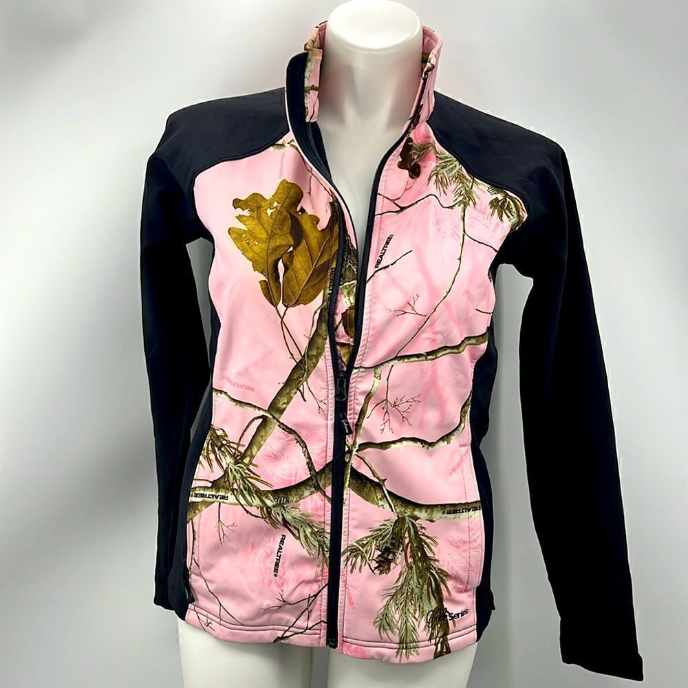 RealTree women’s pink black long sleeve full zipper jacket - Picture 2 of 6